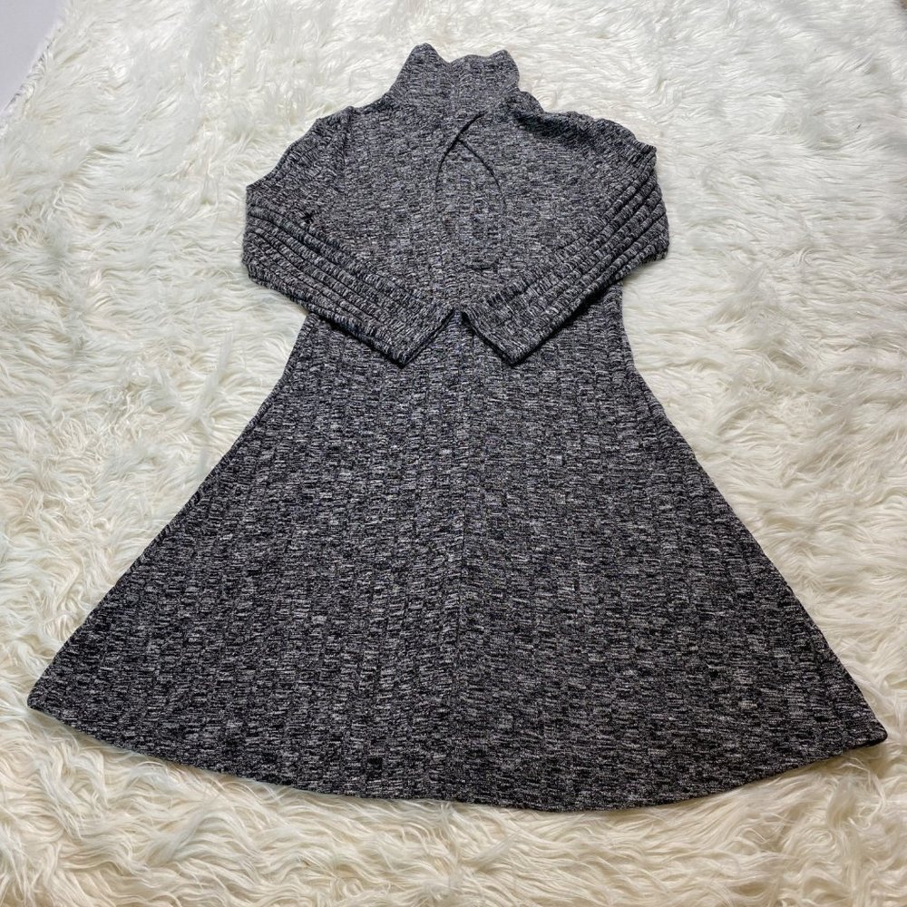 American Eagle Outfitters Knit Dress Gray Swing Mock Neck Long sleeves Small